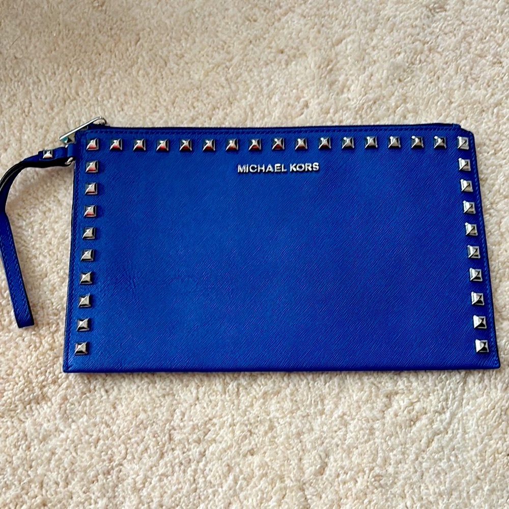 Michael Kors Blue Clutch with Studded Edges- 11x7